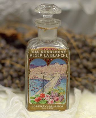 vintage glazen fles alger la blanche eau de cologne