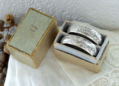 vintage paar zilveren servetringen
