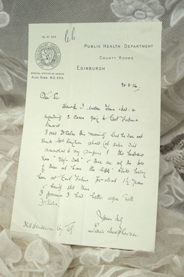 oude handgeschreven brief van medisch gezondheids departement