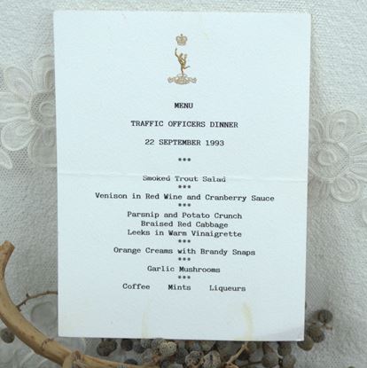 menukaart van diner voor officiers in 1993
