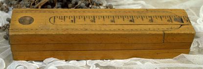 vintage houten pennendoos met lineaal
