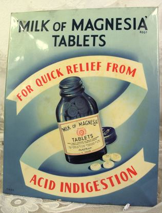 vintage reclame bordje milk of magnesia tabletten