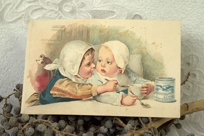 vintage gail borden gecondenseerde melk reclame kaartje