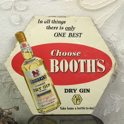 vintage kartonnen booth's gin reclamebordje