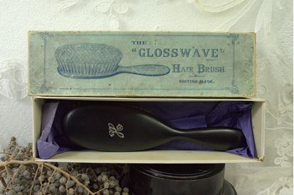 vintage ebbenhouten haarborstel in originele doos